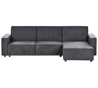 Left Hand Fabric Corner Sofa Bed Graphite Grey ROMEDAL II