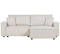 Sofa Bed KARILA with Storage Fabric Light Beige Left Hand