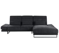 Corner Sofa 4 Seater IKAST Fabric Black Left Hand