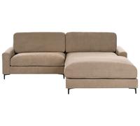 Left Hand Fabric Corner Sofa Brown MALOY