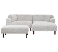 Beliani Left Hand Fabric Corner Sofa With Ottoman Light Grey Holt, Grey