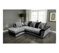 (Left Hand Facing Corner) PALERMO JUMBO CORD Corner Sofa Black-Grey