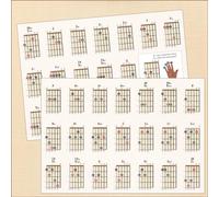 Left Hand Guitar Chord Chart 38 Chords Easy Ideal Beginner A5 Laminated