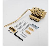Left Hand Guitar Double Locking Tremolo Bridge System Compatible with Floyd Rose Style Electric Guitar, Floating Locking Tremolo Bridge Kit with Locking Nut (Gold)