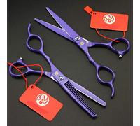Left Hand Hair Styling Scissors Set, Professional 6.0 Inches Stainless Steel Hairdresser Scissors Set - Hair Thinning Shears, for Left-Handed Hair Salon/Home/Barber/Hairdresser, (Blue)