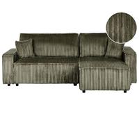 Beliani Corner Sofa Bed 3 Seater Abacka Corduroy Green With Storage Left Hand