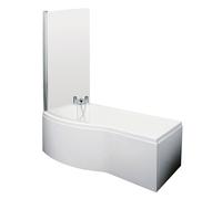 Left Hand Shower Bath Bundle - Includes Tub, Curved 6mm Safety Glass Screen and Front Panel - 1700mm