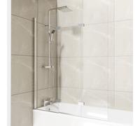Left Hand Three Panel Infold Bath Shower Screen | Polished Chrome | Glass/Aluminium | 1250mm