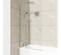 Left Hand Two Panel Infold Bath Shower Screen | Polished Chrome | Glass/Aluminium | 875mm