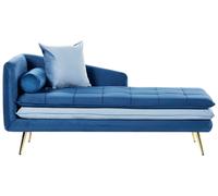 Beliani Left Hand Velvet Chaise Lounge Blue Gonesse