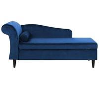 Left Hand Velvet Chaise Lounge Navy Blue LUIRO