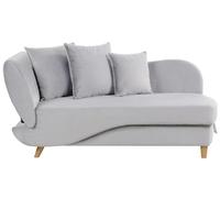 Left Hand Velvet Chaise Lounge with Storage Light Grey MERI II