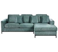 Beliani Corner Sofa 4 Seater Oslo Velvet Teal Left Hand