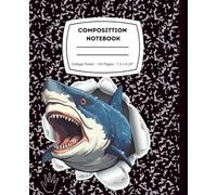 Left Handed,Collage Ruled Composition Notebook: Shark On Black Marble. Cute Journal for Lefties Boys And Girls. For School Supplies 120 pages (60 sheets)