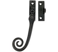 Loops Left Handed Curly-Tail Espagnolette Window Fastener - Black Antique - 57 x 17 mm | Traditional Casement Window Fitting - Antique Design Ornate Window Fastener - Casement Window Fixture