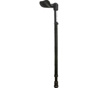 Ergonomic Handled Walking Stick - Left Handed Palm Grip - Telescopic Height - 14 Height Settings - Non-Slip Rubber Ferrule - Matt Black