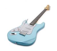 Left Handed Full Size Electric Guitar with Accessories, Blue | Three single-coil alnico pickups for versatile tones, premium ash body and maple neck, ideal for all skill levels