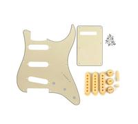 left handed guitar pickguard Set Of 8 Hole ST SSS Guitar Pickguard & Back Plate With 48/50/52mm Pickup Covers Guitar Knobs Switch Whammy Bar Tips(Cream 3ply)