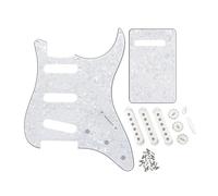 left handed guitar pickguard Set Of 8 Hole ST SSS Guitar Pickguard & Back Plate With 48/50/52mm Pickup Covers Guitar Knobs Switch Whammy Bar Tips(White Pearl)