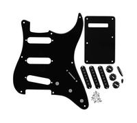 left handed guitar pickguard Set Of 8 Hole ST SSS Guitar Pickguard & Back Plate With 48/50/52mm Pickup Covers Guitar Knobs Switch Whammy Bar Tips(Black 1ply)