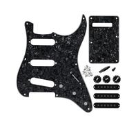 left handed guitar pickguard Set Of 8 Hole ST SSS Guitar Pickguard & Back Plate With 48/50/52mm Pickup Covers Guitar Knobs Switch Whammy Bar Tips(Black 3ply)