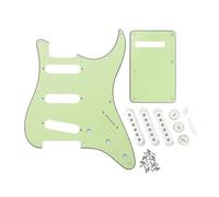 left handed guitar pickguard Set Of 8 Hole ST SSS Guitar Pickguard & Back Plate With 48/50/52mm Pickup Covers Guitar Knobs Switch Whammy Bar Tips(Mint Green 3ply)