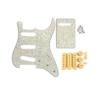left handed guitar pickguard Set Of 8 Hole ST SSS Guitar Pickguard & Back Plate With 48/50/52mm Pickup Covers Guitar Knobs Switch Whammy Bar Tips(Aged Pearl)