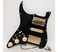 Left Handed Guitar Prewired Loaded Pickguard for Fender Strat Guitar with Coil Splitting Wilkinson Alnico 5 Humbucker Pickups Set for Electric Guitars Replacement Parts (Black)