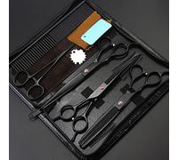 Left-Handed Hairdressing Scissors Kit, 7.0 Inch Straight & Thinning Shears, D Flat Cut (B 7 Inch Set)