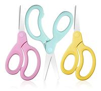 Left-Handed Kids Scissors Lefty Stainless Steel Scissors 5.9 Inch Left Handed Pointed Scissors Office Craft Shears Scissors for Office Home Household(Pink, Light Green, Yellow, 3 Pieces)