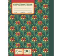 Left-Handed Notebook - the book's spine on the "Right": Antique floral illustration/ Margin at the side of the bookbinding / 7.5x9.25 Inches/ College Ruled.