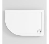 Left Handed Offset 1200 x 800mm Shower Tray Pearlstone for Shower Enclosure Cubicle with Waste Trap