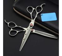 Left-Handed Professional Hairdressing Scissors Set - 7.0 Inch Stainless Steel Hair Cutting Kit for Barbers and Stylists (C Flat Cut 7 inch)