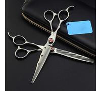Left-Handed Professional Hairdressing Scissors Set - 7.0 Inch Straight, Thinning & Barber Scissors with E Tooth and B Flat Cut Blades