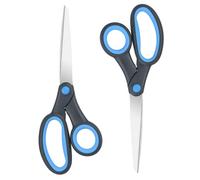 Left Handed Scissors for Adults Kids Student, 8 Inch Lefty Stainless Steel Sharp Blade Soft Comfort-Grip Handles Blunt Scissors, 2-Pack, Black/Blue
