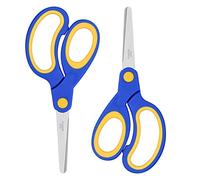 Left Handed Scissors Kids, Lefty Soft Touch Pointed School Student Scissors, 5.75", Blunt, 2 Pack( Blue )