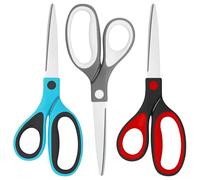 Left Handed Scissors, Premium Multi-Purpose Shears, Sharp Stainless Steel Blades for School, Office, Household Goods Cutting,3-Piece Set