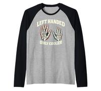 Left Handed Skeleton Hand Retro Vintage Graphic Raglan Baseball Tee