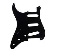 Left-Handed Strat SSS Pickguard - 1 Ply Black - Compatible with Fender Stratocaster - 11-Hole Scratch Plate with Shielding