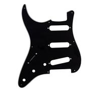 Left-Handed Strat SSS Pickguard - 3 Ply Black - Compatible with Fender Stratocaster - Shielded Replacement Guard - 11 Screw Holes