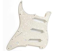Left-Handed Strat SSS Pickguard - 4 Ply Cream Pearl - For Fender-Compatible Lefty Strat - Noise Shielded Scratch Plate