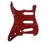 Left-Handed Strat SSS Pickguard - 4 Ply Red Tortoise Shell - Compatible with Left-Handed Fender Strat - Vintage Style Replacement