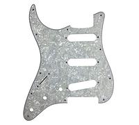 Left-Handed Strat SSS Pickguard - 4 Ply White Pearl - Compatible with Fender Strat - Lefty Guitar Shielded Scratch Plate