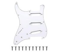 Left Handed White 3 Ply 11 Hole Strat Electric Guitar Pickguard SSS Pick Guard for Fender Stratocaster/Strat Style Guitar Parts, with Pickguard Screws