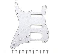 Left Handed White Pearl 3 Ply 11 Hole Strat Electric Guitar Pickguard HSS Pick Guard for Fender USA/Mexico Stratocaster/Strat Style Guitar Parts, with Pickguard Screws