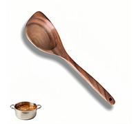 Left-Handed Wooden Spoon 12.8", Angled Teak Spatula & Scraper for Southpaws, Ergonomic Stirring Spoon, Handcrafted & Non-Stick Safe for Pots & Pans, Easy Corner Reach, Natural Finish