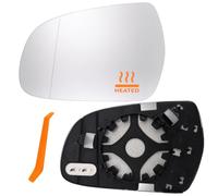 Left Heated Wing Mirror Glass Replacement for Audi A3 8P1 A4 8K2 B8 A5 8T3 | for Audi Cabriolet 8P7/Sportback 8PA/Avant 8K5 B8/Cabriolet 8F7 Passenger Side Convex with Support Plate for 8K0857535F