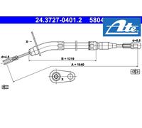 LEFT REAR PARKING BRAKE PULL CABLE 24.3727-0401.2 ATE I