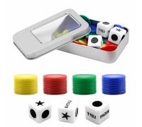 Left Right Center Dice Game, 3 Dices and 40 Colorful Chips with Storage Box Portable LRC Dice Game Set for School Family Friends Gatherings Party