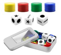 Left Right Center Dice Game, 3 Dices and 40 Colorful Chips with Storage Box Portable LRC Dice Game Set for School Family Friends Gatherings Party